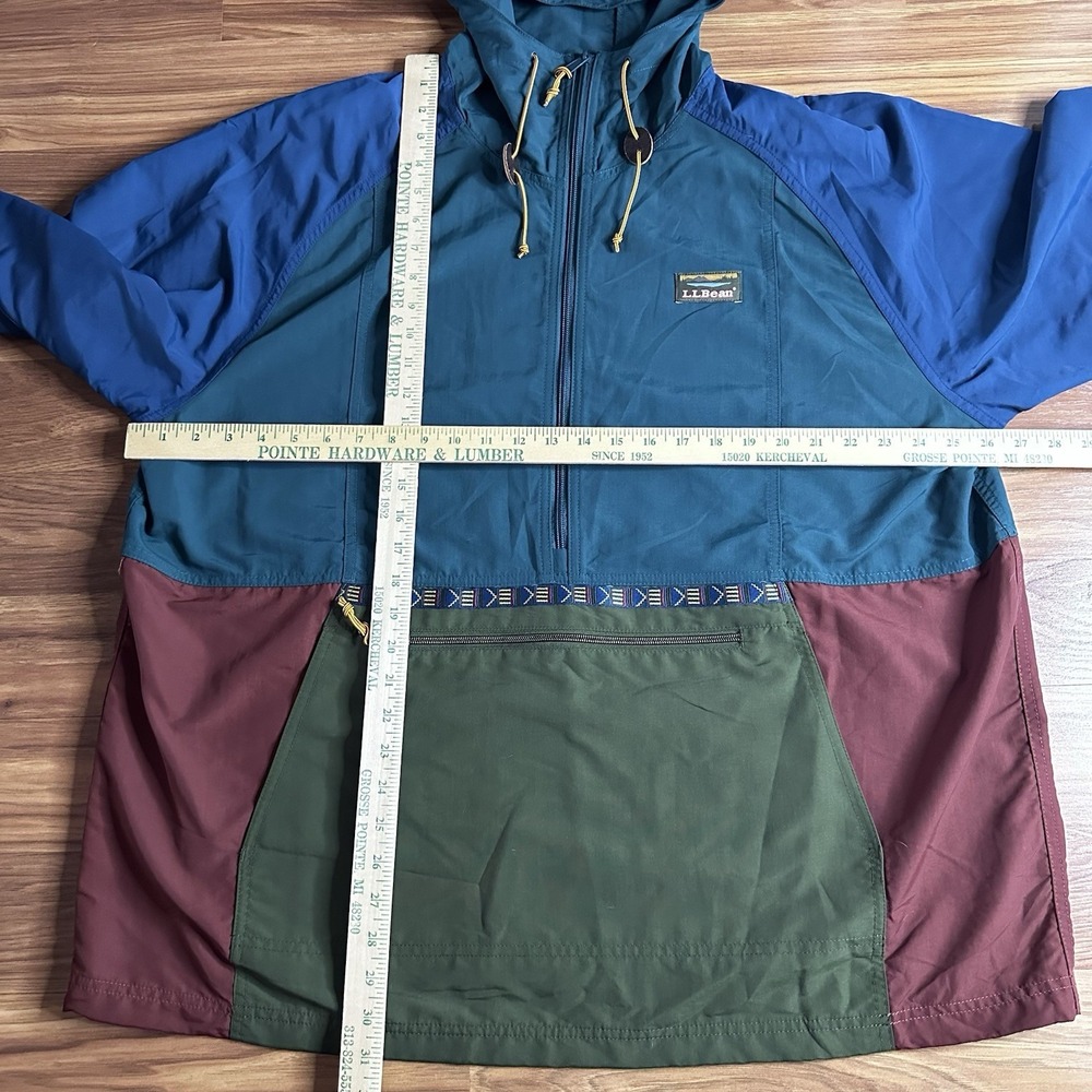 LL Bean Windbreaker Mens XXL Teal Mountain Classic Anorak Jacket Hooded Nylon - Picture 3 of 8